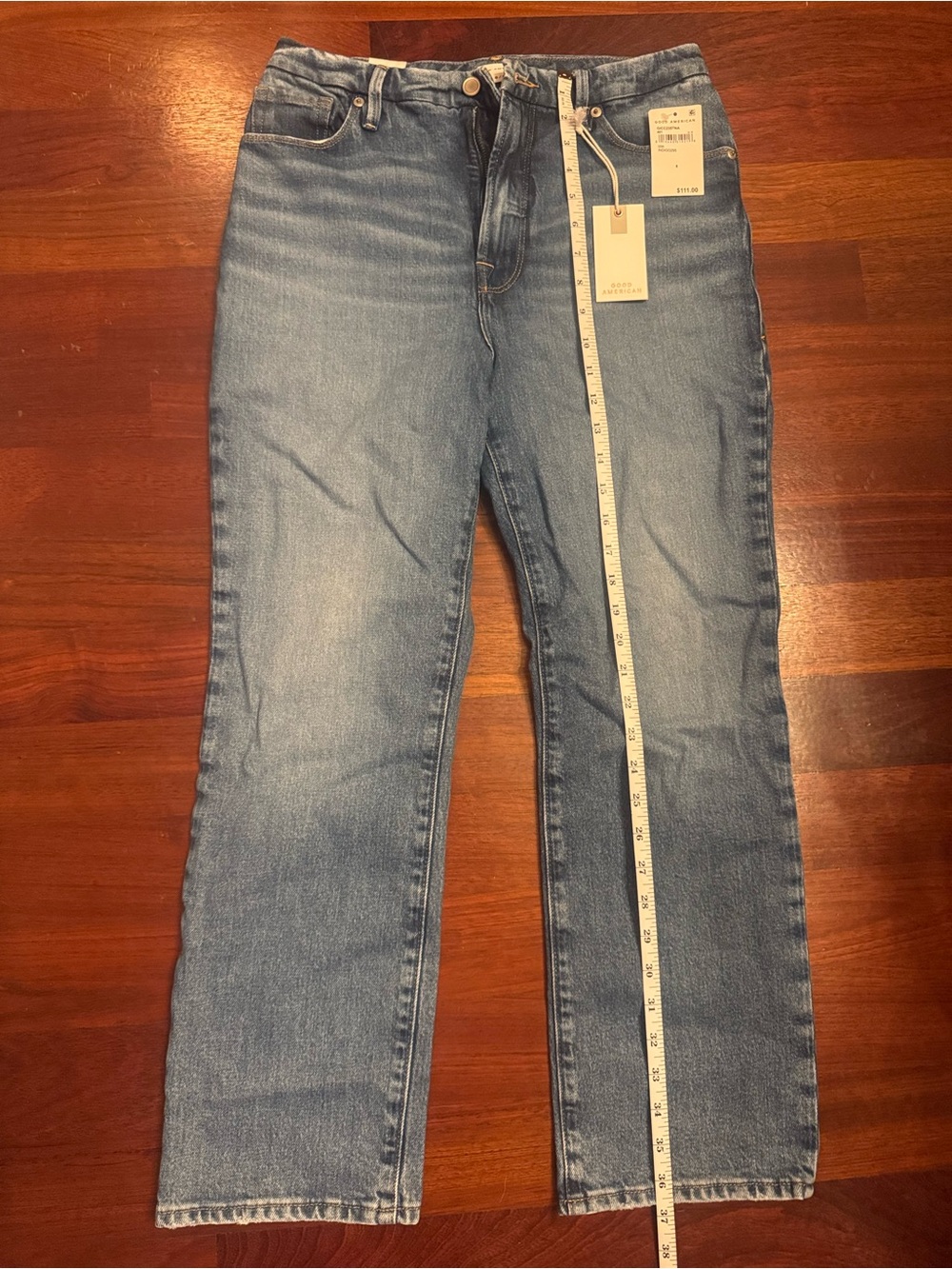 Good American Light Wash Straight Leg Jeans